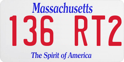 MA license plate 136RT2