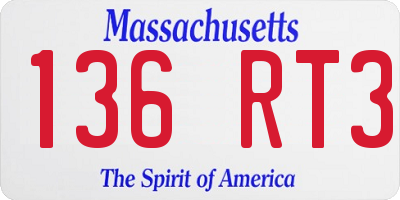 MA license plate 136RT3