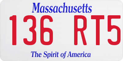 MA license plate 136RT5