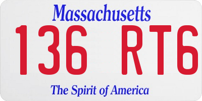 MA license plate 136RT6