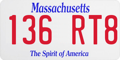 MA license plate 136RT8