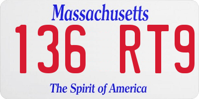 MA license plate 136RT9