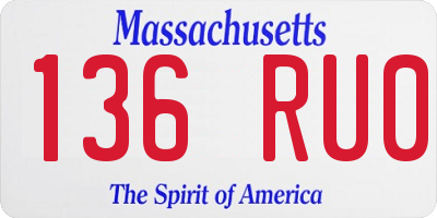 MA license plate 136RU0