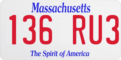 MA license plate 136RU3