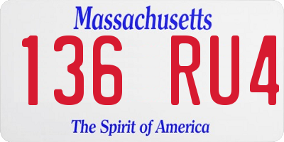 MA license plate 136RU4
