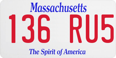 MA license plate 136RU5