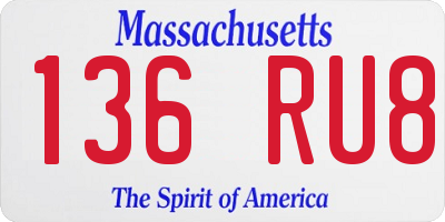 MA license plate 136RU8