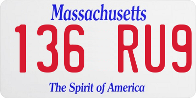 MA license plate 136RU9