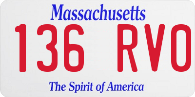 MA license plate 136RV0