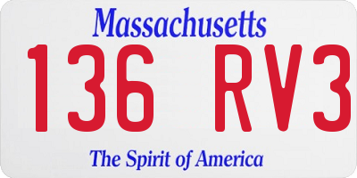 MA license plate 136RV3