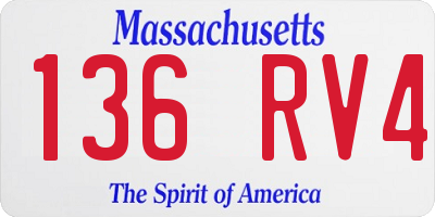 MA license plate 136RV4
