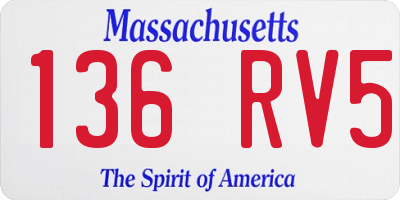 MA license plate 136RV5