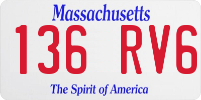 MA license plate 136RV6
