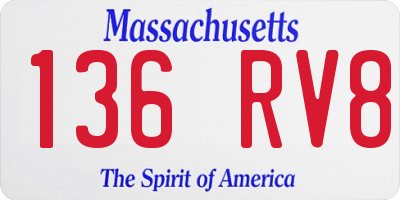 MA license plate 136RV8