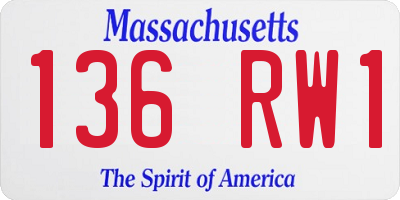 MA license plate 136RW1