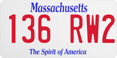 MA license plate 136RW2