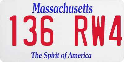 MA license plate 136RW4