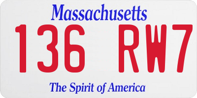 MA license plate 136RW7