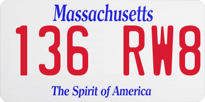 MA license plate 136RW8