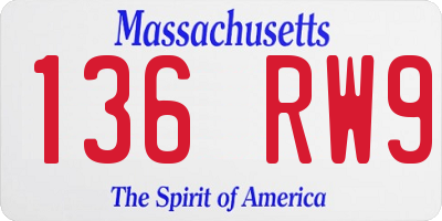 MA license plate 136RW9