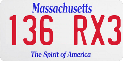 MA license plate 136RX3