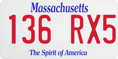 MA license plate 136RX5