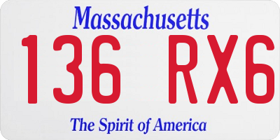 MA license plate 136RX6