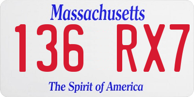 MA license plate 136RX7