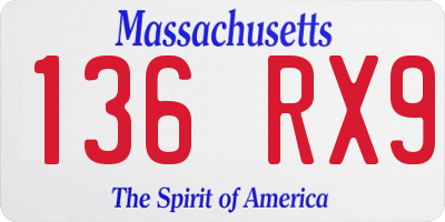 MA license plate 136RX9
