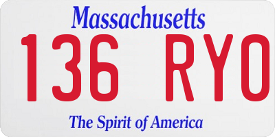 MA license plate 136RY0
