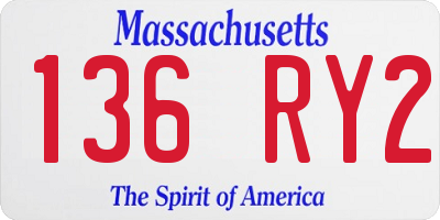 MA license plate 136RY2