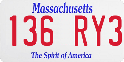 MA license plate 136RY3