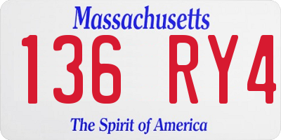 MA license plate 136RY4