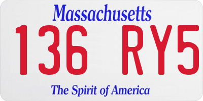 MA license plate 136RY5
