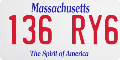 MA license plate 136RY6