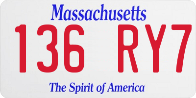 MA license plate 136RY7