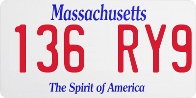 MA license plate 136RY9