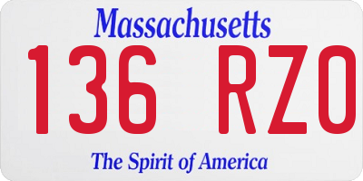 MA license plate 136RZ0