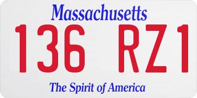 MA license plate 136RZ1