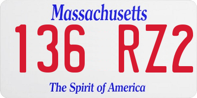 MA license plate 136RZ2