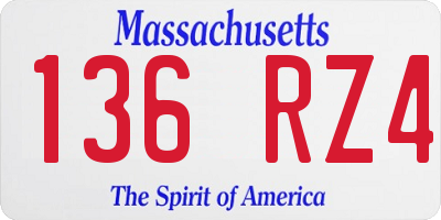 MA license plate 136RZ4