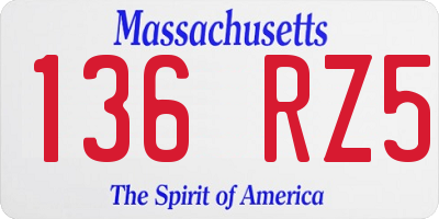 MA license plate 136RZ5