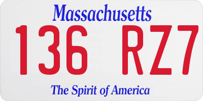 MA license plate 136RZ7