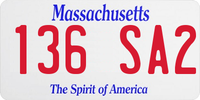 MA license plate 136SA2
