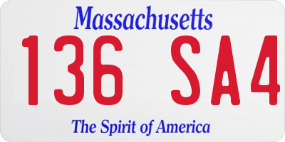 MA license plate 136SA4