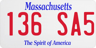 MA license plate 136SA5
