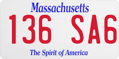 MA license plate 136SA6