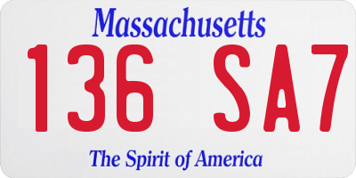 MA license plate 136SA7