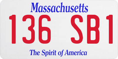 MA license plate 136SB1