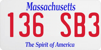 MA license plate 136SB3